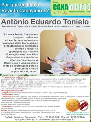 2

Revista Canavieiros - Fevereiro de 2009

 