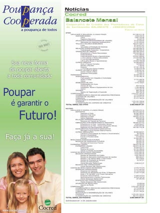 Notícias
Cocred
Balancete Mensal
Cooperativa de Crédito dos Plantadores de Cana
de Sertãozinho BALANCETE - JANEIRO/2008
Valores em Reais

18

Revista Canavieiros - Março de 2009

 