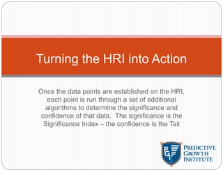 Once the data points are established on the HRI,
each point is run through a set of additional
algorithms to determine the significance and
confidence of that data. The significance is the
Significance Index – the confidence is the Tail
Turning the HRI into Action
 
