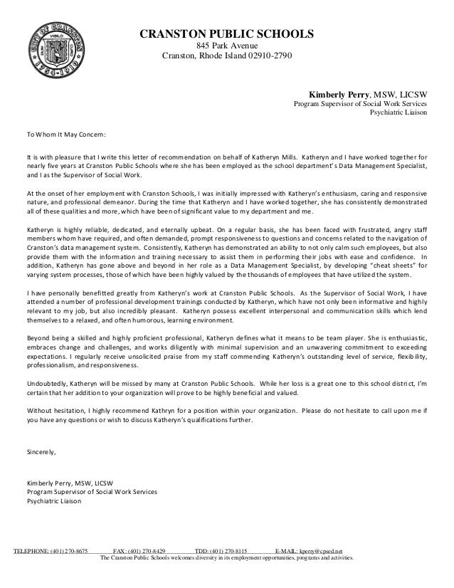 kates recommendation letter 05132016 recommendation letter for social worker