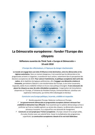 La Démocratie européenne : fonder l’Europe des citoyens