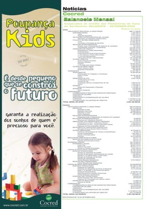 Notícias
Cocred
Balancete Mensal
Cooperativa de Crédito dos Plantadores de Cana
de Sertãozinho BALANCETE - SETEMBRO/2009
Valores em Reais

18

Revista Canavieiros - Novembro de 2009

 