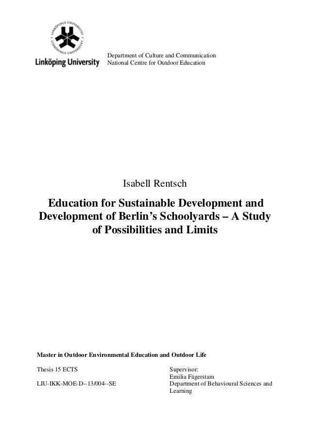 Thesis on education for sustainable development