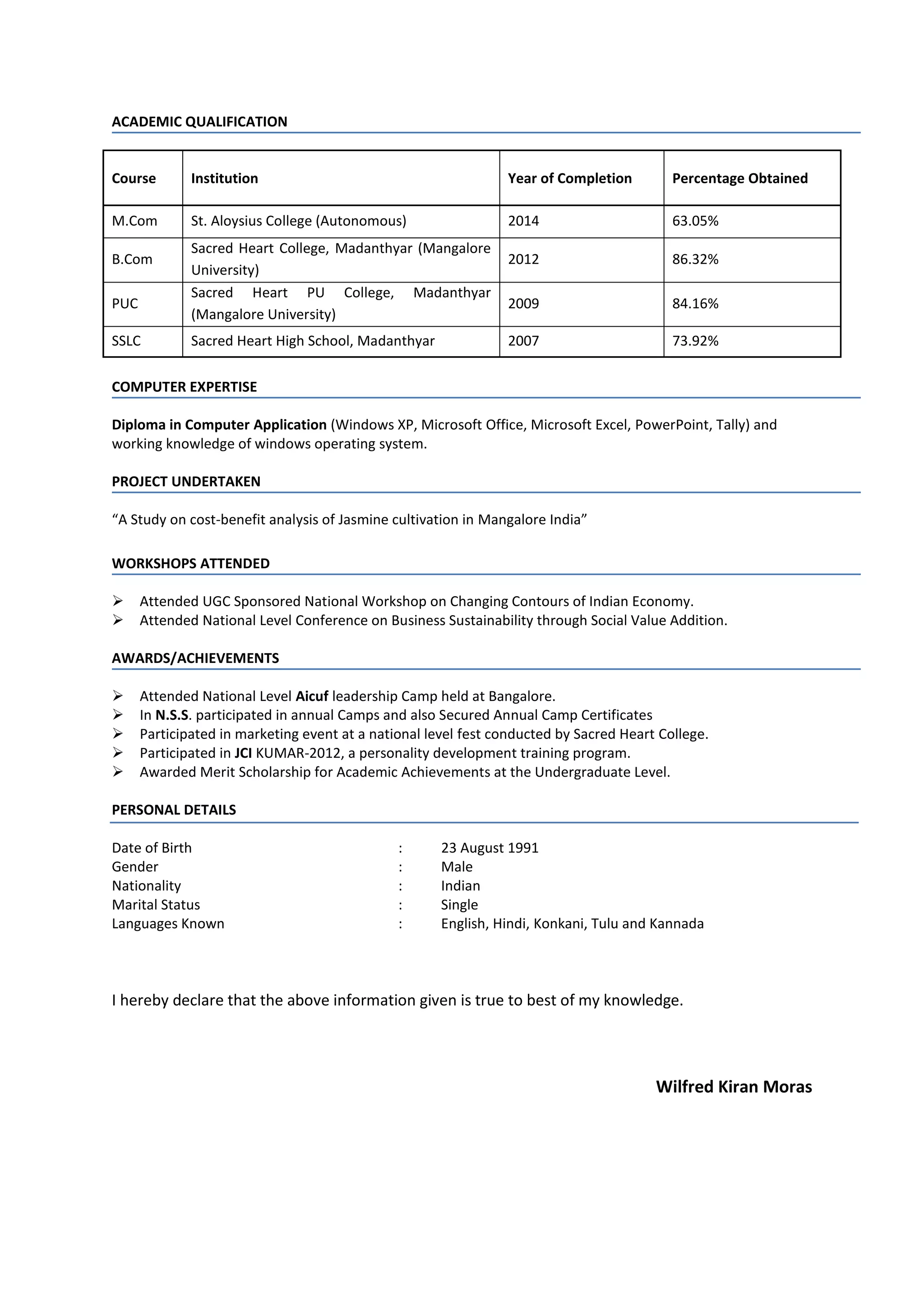 Dev Cv Wilfred Moras_New CV | PDF