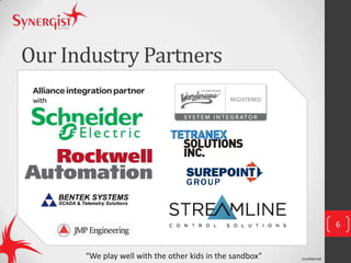 Confidential
Our Industry Partners
6
“We play well with the other kids in the sandbox”
 