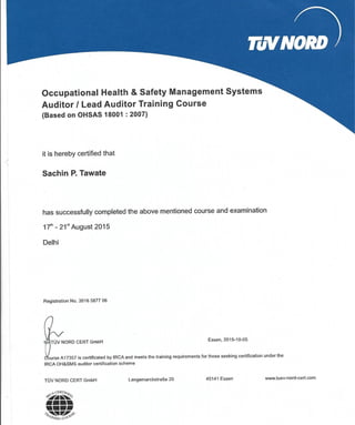 Lead Auditor OHSAS 18001