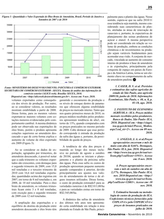 25
Figura 3 - Quantidade e Valor Exportado de Óleo Bruto de Amendoim, Brasil, Período de Janeiro a
Setembro de 2007 e de 2010

Fonte: MINISTÉRIO DO DESENVOLVIMENTO, INDÚSTRIA E COMÉRCIO EXTERIOR.
SECRETARIA DE COMÉRCIO EXTERIOR - SECEX. Sistema de análise das informações de
comércio exterior (ALICE-web). Brasília: SECEX, 2010.
Disponível em: <http://aliceweb.desenvolvimento.gov.br>. Acesso em: 9 nov. 2010.

volumes exportados como consequência dos níveis de produção. Por outro,
ao se considerar valores, as resultados
mostram estabilidade a partir de 2008.
Dessa forma, para os mesmos valores
exportam-se maiores volumes com cotações menores evidenciadas pelo comportamento cambial. A mesma dinâmica
pode ser observada nas exportações de
óleo bruto, porém o produto apresenta
cotações superiores ao amendoim descascado o que de certa forma explica o
aumento de volume de óleo exportado
em 2009 (Figura 3).
Ao se considerar os dados de exportação, agrupados por trimestres, do
amendoim descascado, é possível notar
que a cada trimestre os volumes exportados são crescentes, com destaque para
o segundo trimestre de 2009, com 15,8
mil toneladas e o terceiro trimestre de
2010 com 16,6 mil toneladas exportadas; quantidades acima das registras em
2007, em torno de 8 mil toneladas e, em
2008, de 10 mil toneladas. Para o óleo
bruto de amendoim, os volumes trimestrais ficam entre 3 e 8 mil toneladas,
com exceção para o segundo trimestre
de 2009 com 12 mil toneladas.
A ampliação das exportações e o
equilíbrio do destino da produção entre
amendoim descascado e óleo bruto têm

garantido o escoamento da produção e
os níveis de estoque dentro de patamares que oferecem alguma estabilidade
de preços no mercado interno. Tanto que
nos quatro primeiros meses de 2010, os
preços médios recebidos pelos produtores apresentam tendência de alta3, em
torno de 13%, quando comparados com
os preços praticados no mesmo período
de 2009. Cabe destacar que esse período corresponde à entrada da produção
da safra das águas e, portanto, da possibilidade de queda de preços.
A tendência de alta dos preços é
mantida ao longo dos meses inclusive no período de agosto a outubro
de 20104, quando se iniciam o planejamento e o plantio da próxima safra
das águas. Para essa safra os custos de
produção apresentam pequeno aumento
quando comparados à anterior, devido
principalmente aos ajustes nos valores de arrendamento de terras e de alguns insumos utilizados. Dessa forma,
o custo de produção estimado5 para as
variedades rasteiras é de R$2.811,00/ha
e para as variedades eretas em torno de
R$2.545,00/ha.
A dinâmica das safras de amendoim
dos últimos três anos tem apresentado certa estabilidade em relação à área
plantada no Estado de São Paulo, princi-

palmente para o plantio das águas. Nesse
sentido, espera-se que na safra 2010/11
essa tendência seja mantida, mesmo considerando suas características de plantio, atreladas às áreas de renovação de
canaviais e, portanto, às expectativas de
planejamento das usinas produtoras de
açúcar e etanol. A mesma perspectiva
pode ser considerada em relação ao volume de produção, embora as condições
climáticas e de investimentos na produção sejam variáveis fundamentais para
acomodar essa visão. A conjunta de mercado, vinculada ao aumento do consumo
interno de produtos à base de amendoim
e às exportações, principalmente pela
conquista de espaço em países da Europa e da América Latina, torna-se um elemento chave no comportamento da safra
de amendoim paulista. RC
1. CASER, D. V. et al. Previsões
e estimativas das safras agrícolas do
estado de São Paulo, ano agrícola
2009/10, junho de 2010. Informações
Econômicas, São Paulo, v. 40, n. 8, p.
01-18, ago. 2010.
2. INSTITUTO DE ECONOMIA
AGRÍCOLA - IEA. Preços médios
mensais recebidos pelos produtores.
Banco de Dados. São Paulo: IEA,
2010. Disponível em: <http://ciagri.
iea.sp.gov.br/nia1/Precos_Medios.
aspx?cod_sis=2>. Acesso em 09 nov.
2010.
3. ANGELO, J. A. et al.Preços
agropecuários encerram o mês de
maio com alta de 8,66%. Destaques,
São Paulo: IEA, jun. 2010. Disponível
em: <http://www.iea.sp.gov.br/out/verTexto.php?codTexto=11911>. Acesso
em: 8 nov. 2010.
4. Preços agropecuários encerram o mês de outubro em alta de
2,37%. Destaques, São Paulo: IEA,
nov. 2010 Disponível em: <http://
www.iea.sp.gov.br/out/verTexto.
php?codTexto=12003>. Acesso em: 10
nov. 2010.
5. Estimativa baseada na metodologia de custos de produção do IEA.
Coeficientes técnicos fornecidos pela
COPLANA e pela COPERCANA e
preços de insumos praticados em
julho de 2010.

Revista Canavieiros - Novembro de 2010

 