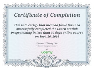 Udemy Certificate _Matlab Programming