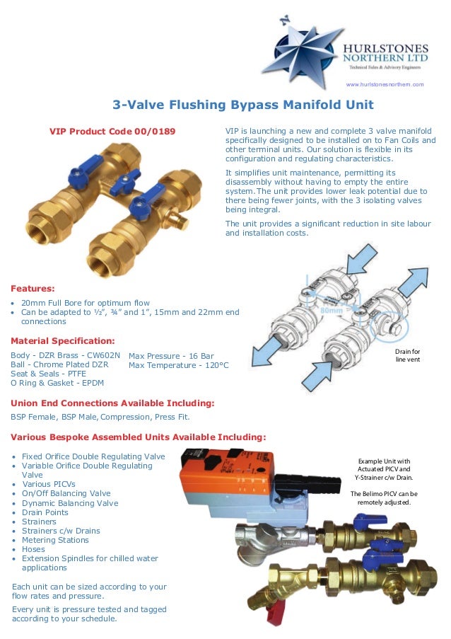 3Valve Flushing Bypass Manifold Unit (Hurslstones Header and Footer)