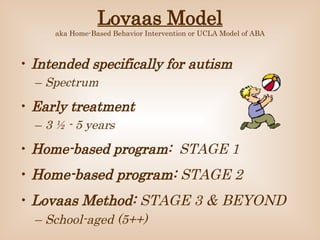 Lovaas Method O. Ivar Lovaas Model of ABA: What is it? | PPT