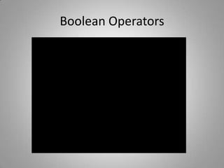 Boolean Operators
 