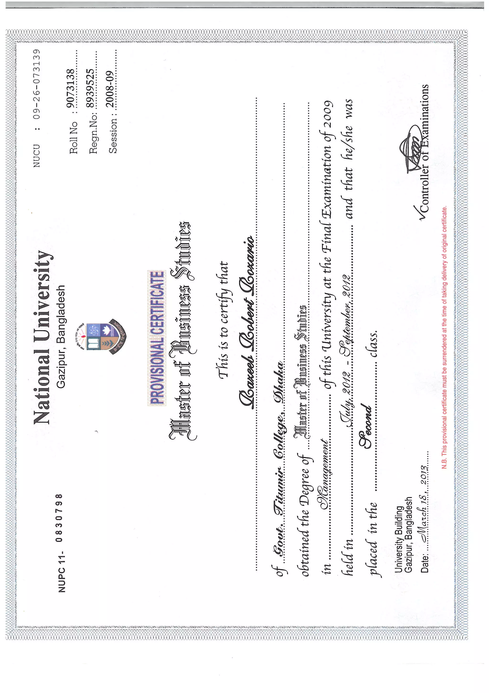 Masters Certificates | PDF