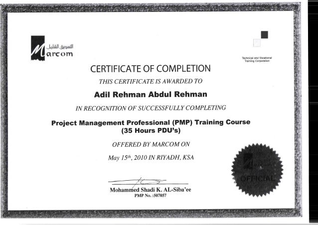 certificate of training completion