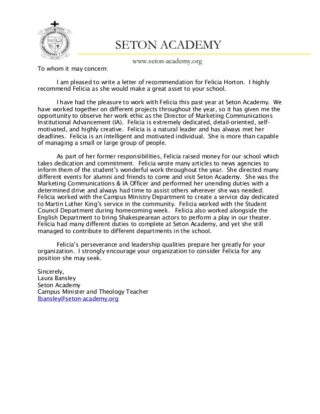 felicia recommendation letter lb letter of recommendation leadership qualities