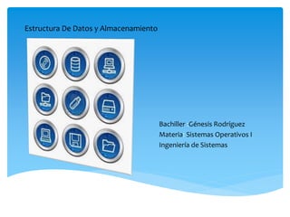 Bachiller :Génesis Rodríguez
Materia: Sistemas Operativos I
Ingeniería de Sistemas
Estructura De Datos y Almacenamiento
 