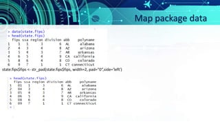 Map package data
state.fips$fips <- str_pad(state.fips$fips, width=2, pad="0“,side='left')
 