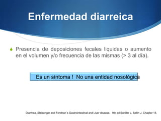 Enfermedad diarreica

S Presencia de deposiciones fecales liquidas o aumento
  en el volumen y/o frecuencia de las mismas ...