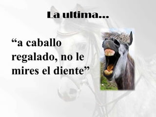 La ultima…“a caballo regalado, no le mires el diente”