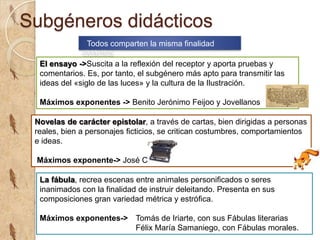 Siglo XIXCorrientesfilosoficasEl positivismose opone al idealismoromántico y propone un méto-docientíficobasado en la observación y la experimentación. • El marxismoentiende la historia como una lucha de clasescuyoobjetivo es transformar la sociedad. Arte• El Romanticismo: Exalta la libertad y recrea el pasadohistórico, ambientes misteriosos y lúgubres.El Realismo: alternativa al excesoromántico, y reflejaescenas de la vida cotidiana. • El Impresionismo: Reproduce la naturaleza, atendiendomás a la impresión que causa que a la realidadmisma.