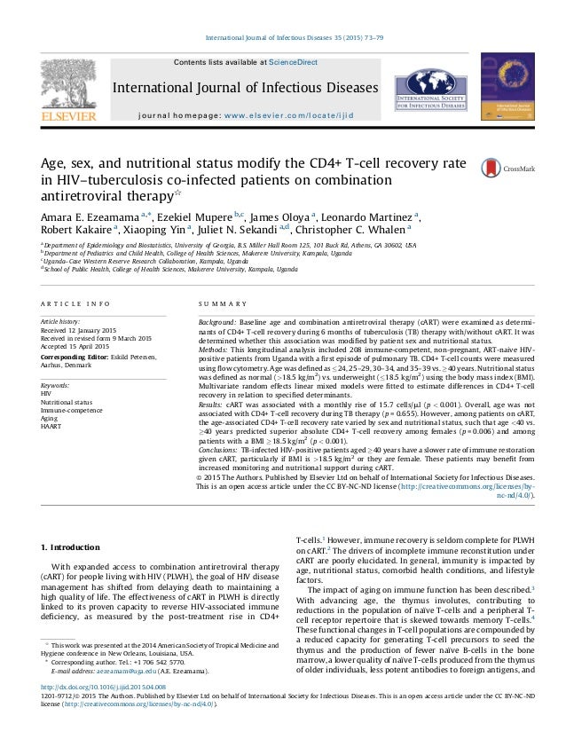 Edad Sexo Nutricion Y Recuperacion Cd4 Coinfeccion Vih Tbc