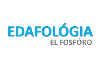 EDAFOLÓGIA
EL FOSFÓRO

 
