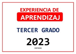 TERCER GRADO
CONTENIDO
EXPERIENCIA DE
APRENDIZAJ
E
2023
 
