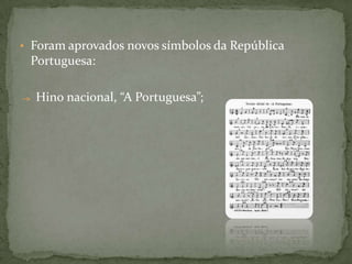  Foi aprovada uma nova constituição:				         Poder legislativo (fazer leis) Constituição de 1911                                                        Poder executivo (fazer                                                  cumprir as leis)                                              Poder judicial (julgar quem                                             não cumpre a lei)                                     