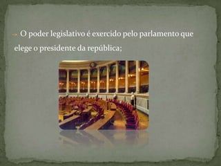   Em 1911, o governo provisório aprovou uma série de leis muito inovadoras para a época destacando-se as seguintes:Acção governativa da 1ª República