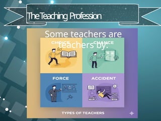 TheT
eachingProfession
Some teachers are
teachers by:
 