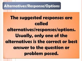 Assessment of Learning - Multiple Choice Test | PPTX