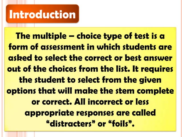 Assessing By Multiple Choice Questions – FFSFE