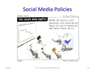 Social Media Policies




3/20/12        T4T: Creating a Social Media Plan   60
 