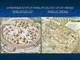 COMPARACIÓ D’UN POBLAT CELTA I D’UN IBÈRIC
   POBLAT CELTA          POBLAT IBÈRIC
 