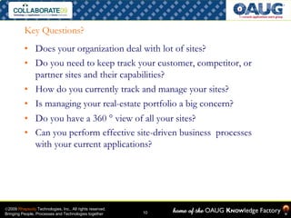 Key Questions?
          • Does your organization deal with lot of sites?
          • Do you need to keep track your custo...