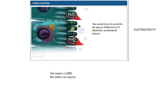 ELECTROLITOS???
Vol mayor a 1000
No ceden con ayuno
 