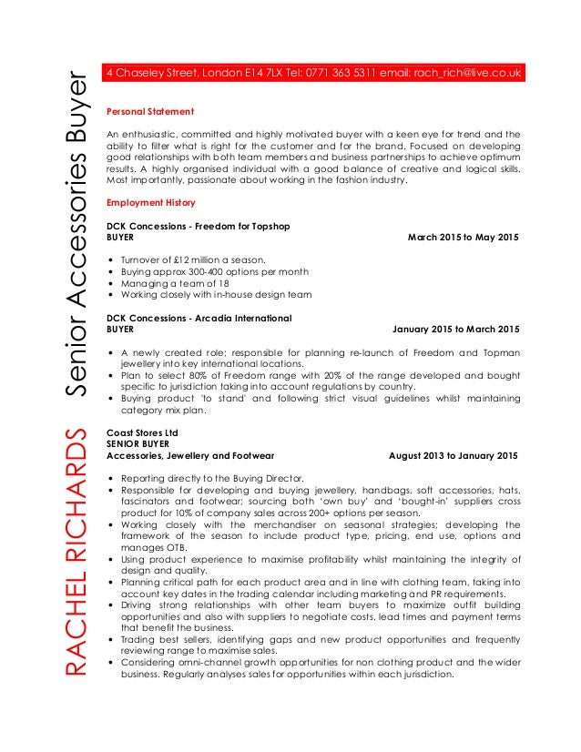 Accessories buyer resume