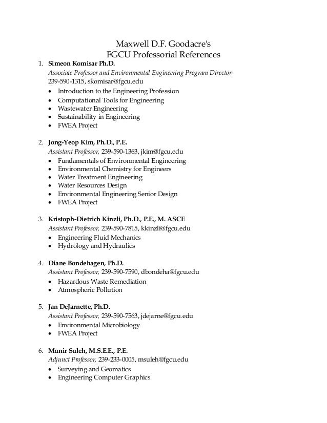 reference list who to list as references