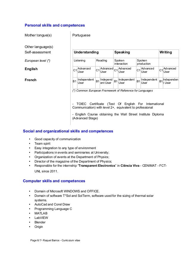 Resume Language Skills Mother Tongue