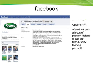 facebook Opportunity: Could we own a focus of passion instead of just our brand? Why friend a product? 