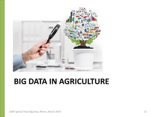 BIG DATA IN AGRICULTURE
EDBT Special Track Big Data, Athens, March 2014 12
 