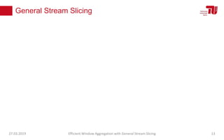 General Stream Slicing
27.03.2019 Efficient Window Aggregation with General Stream Slicing 13
 