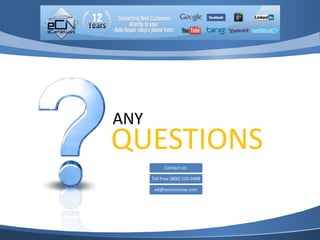 ANY
QUESTIONS
            Contact Us:

      Toll Free (800) 520-9498

       ed@ecommnow.com
 