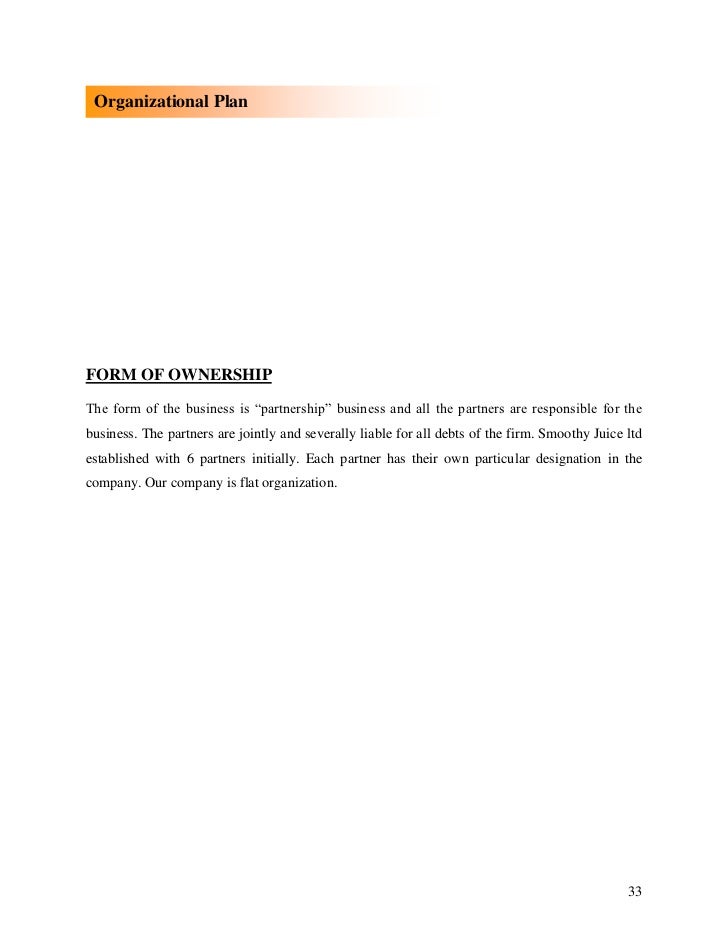 business plan smoothy juice form of ownership business plan
