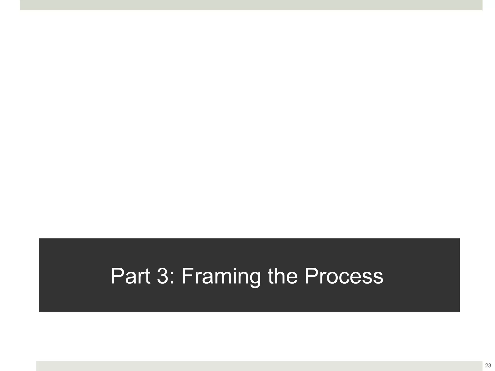 Part 3: Framing the Process
23
 