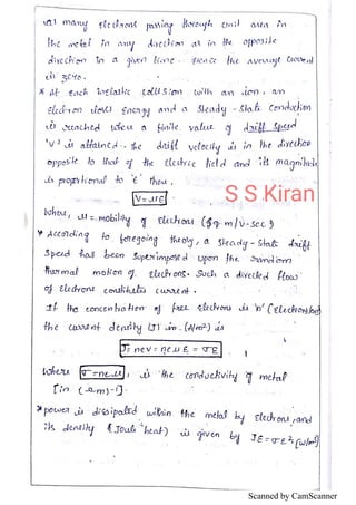 Semiconductor Physics EDC 1st UNIT Notes by S S Kiran Sir | PDF