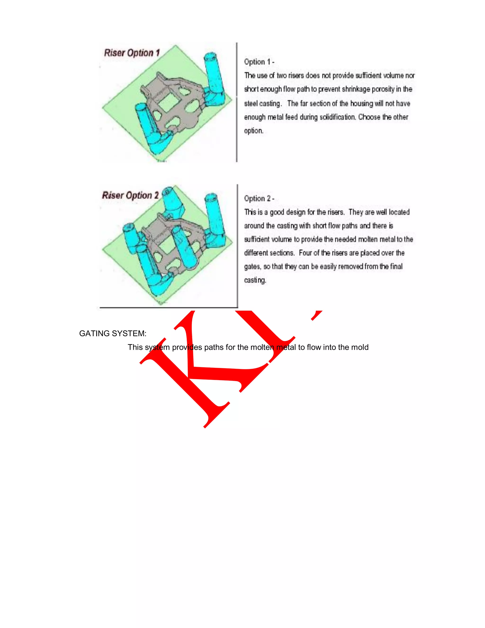 GATING SYSTEM:
This system provides paths for the molten metal to flow into the mold
 