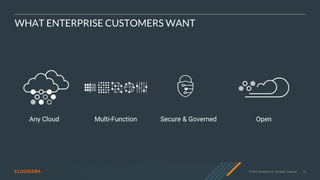 © 2019 Cloudera, Inc. All rights reserved. 15
Any Cloud Multi-Function OpenSecure & Governed
WHAT ENTERPRISE CUSTOMERS WANT
 