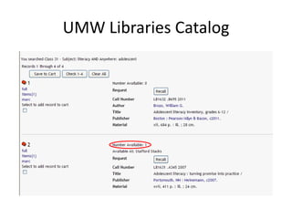 UMW Libraries Catalog
 