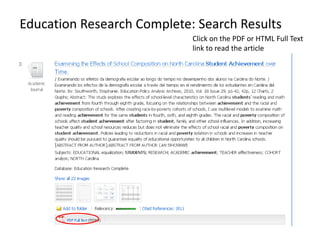 Education Research Complete: Search Results
                            Click on the PDF or HTML Full Text
                            link to read the article
 
