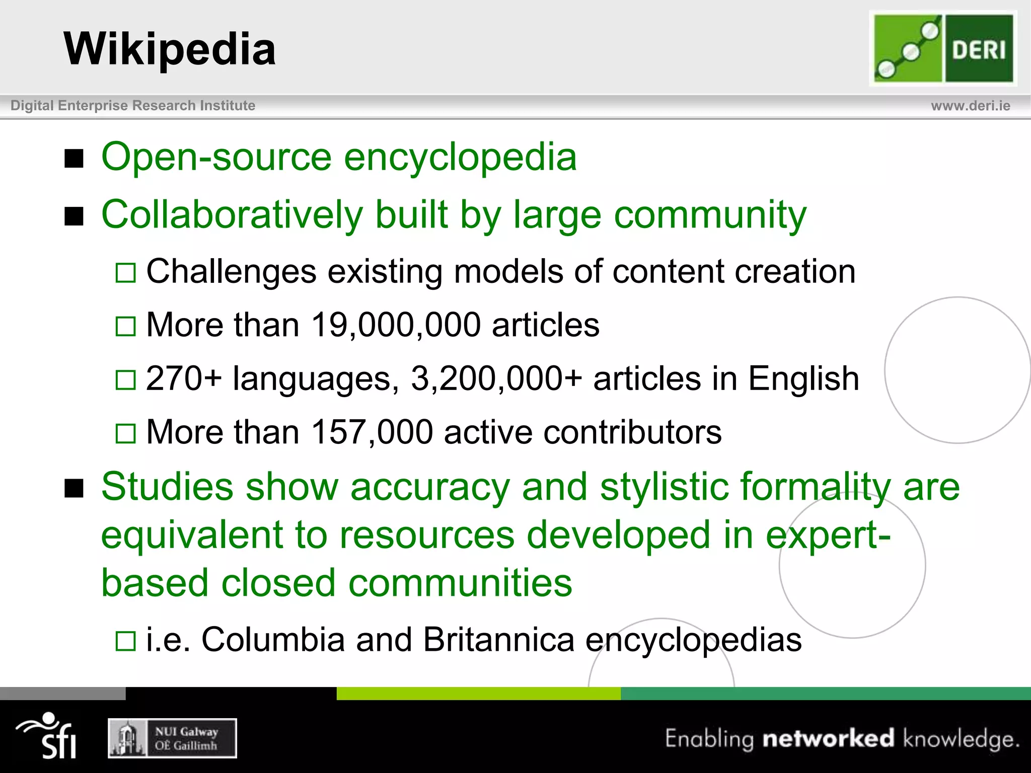 OverviewCuration BackgroundThe Business Need for Curated DataWhat is Data Curation?Data Quality and CurationHow to Curate DataCuration Communities and Enterprise DataCase StudiesWikipedia, The New York Times, Thomson Reuters, ChemSpider, Protein Data BankBest Practices from Case Study Learning 